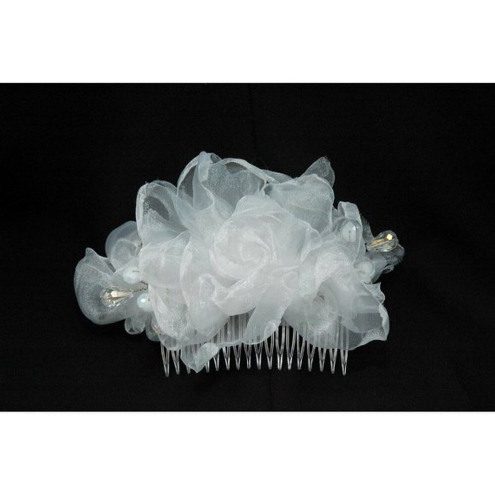 Organza Floral Hair Comb Wedding Headpiece, Bridal